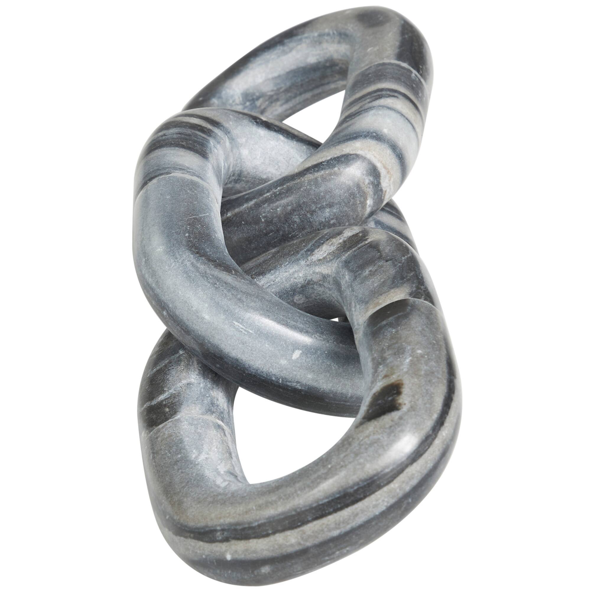 13" Gray Marble Geometric 3-Link Chain Sculpture Décor